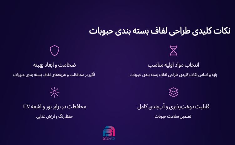 نکات طراحی لفاف بسته بندی حبوبات